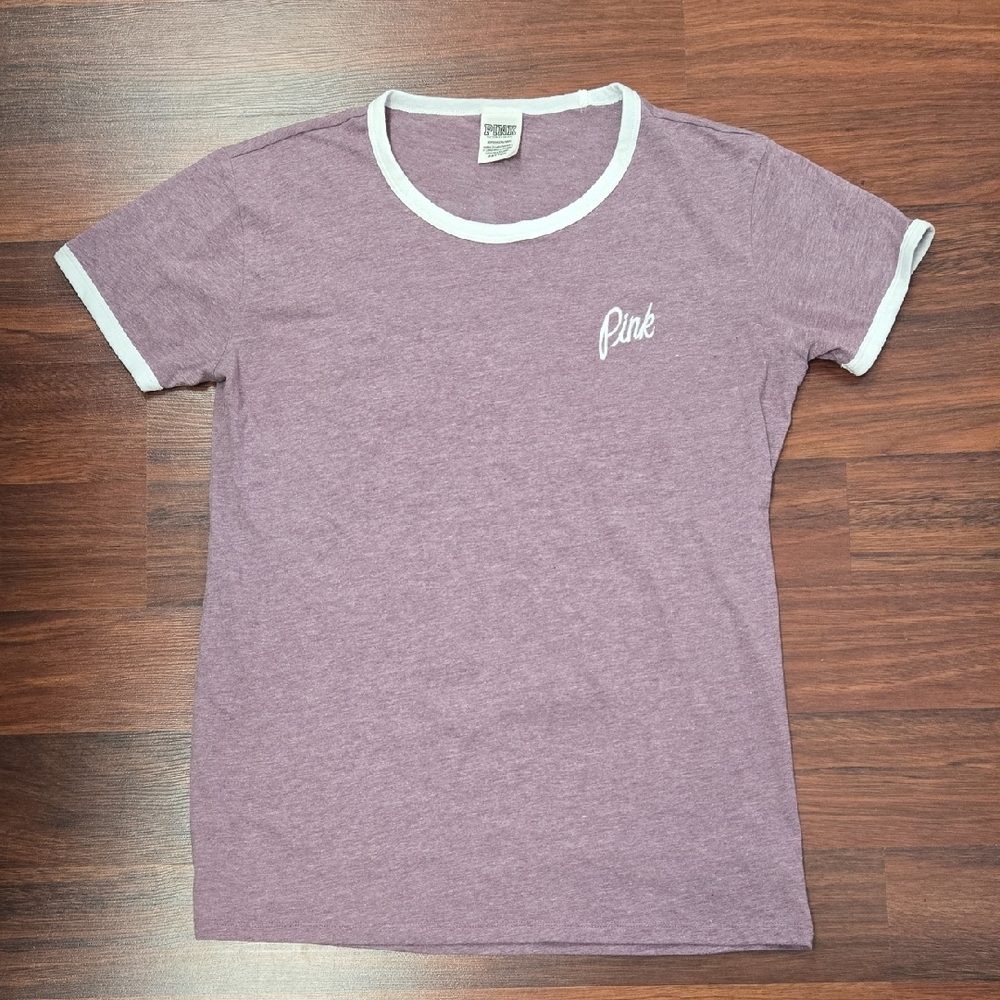 PINK Victoria's Secret Tee with White Trim Size Small